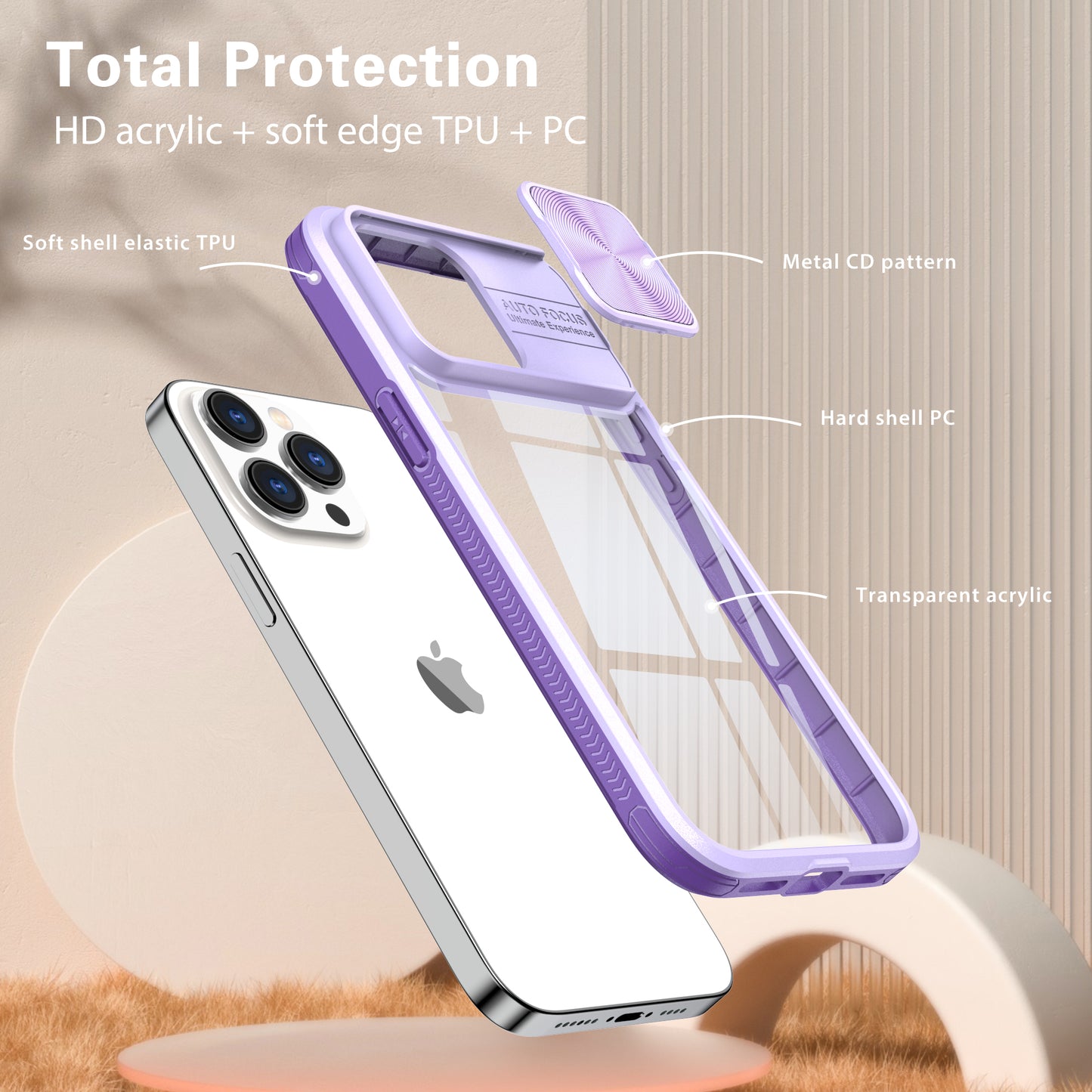 Clear IPhone 15 pro max case (Purple)