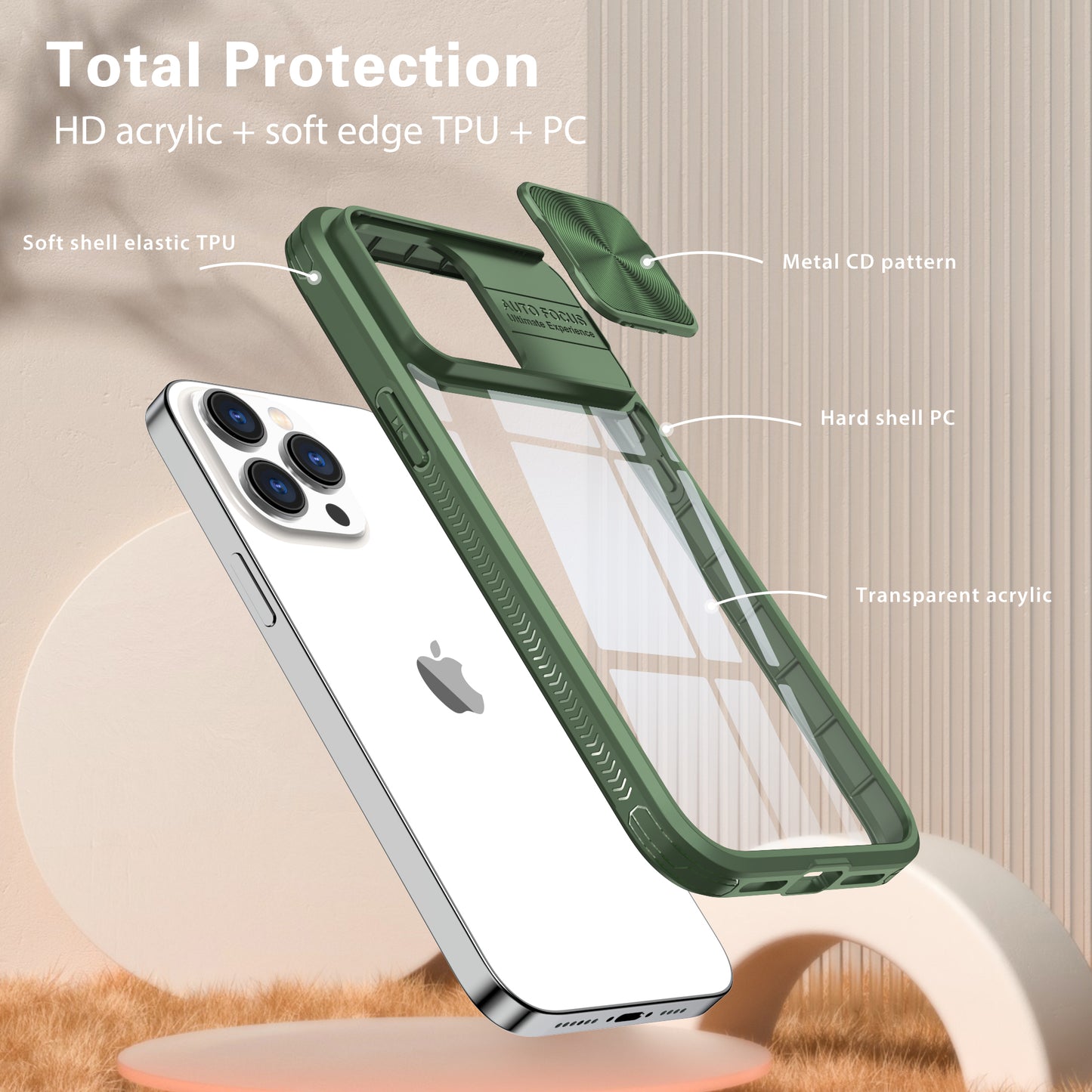 Clear IPhone 15 pro max case (Green)