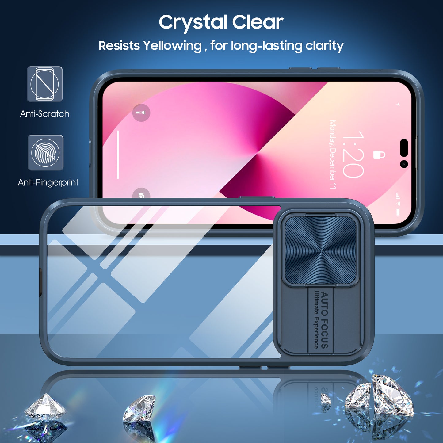 Clear IPhone 13 pro max case (Blue)