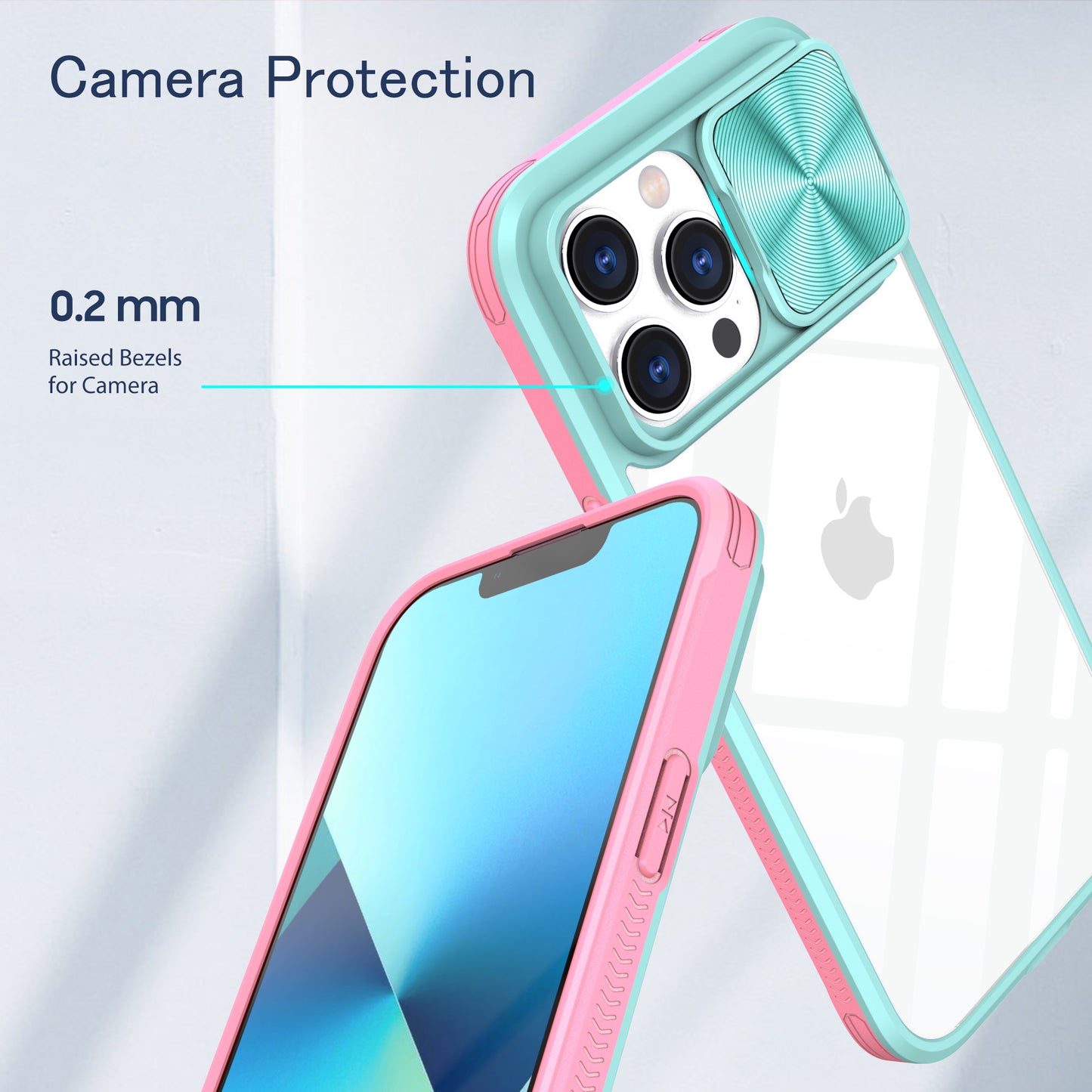 Clear IPhone 14 pro max case (Aqua/Pink)