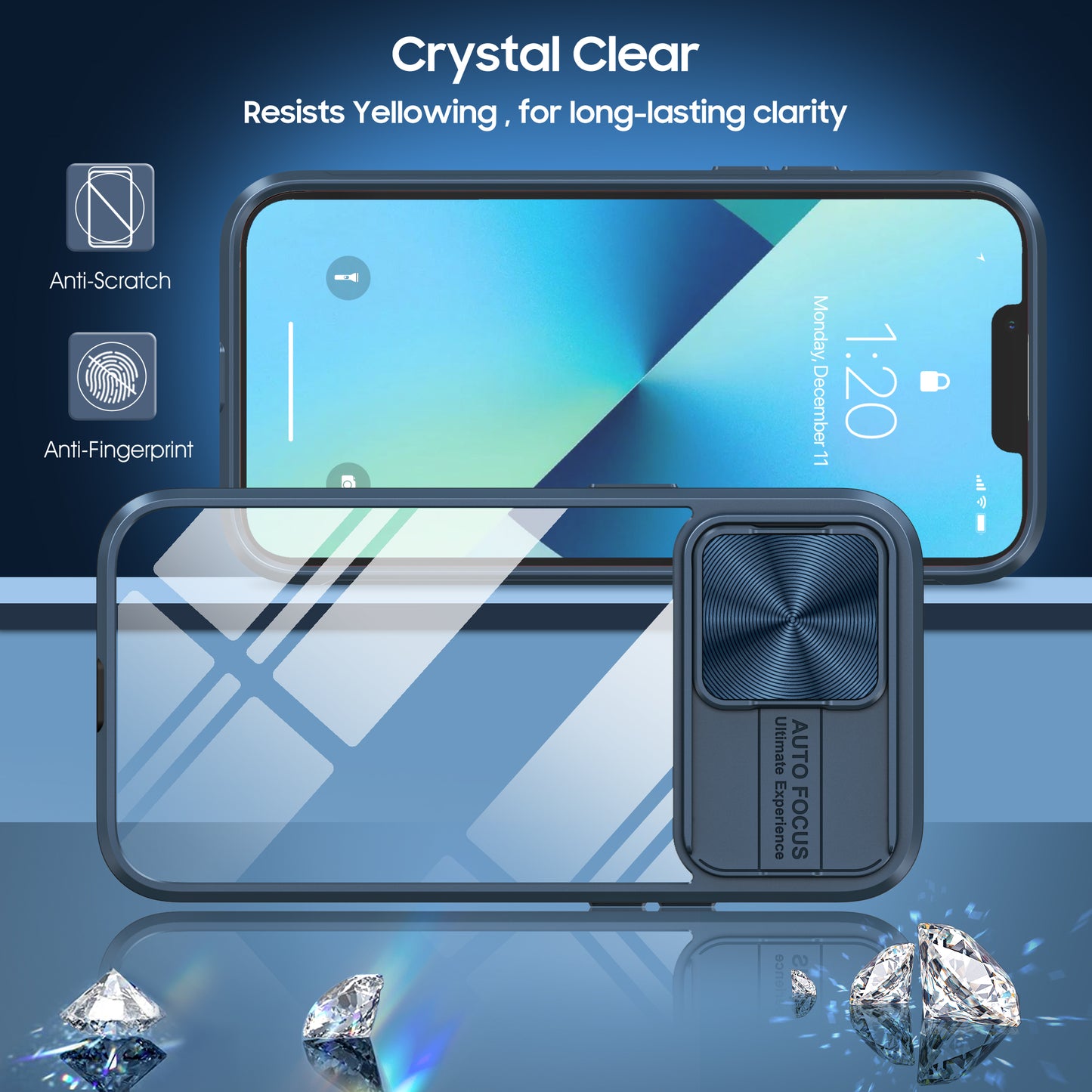 Clear IPhone 15 pro max case (Blue)