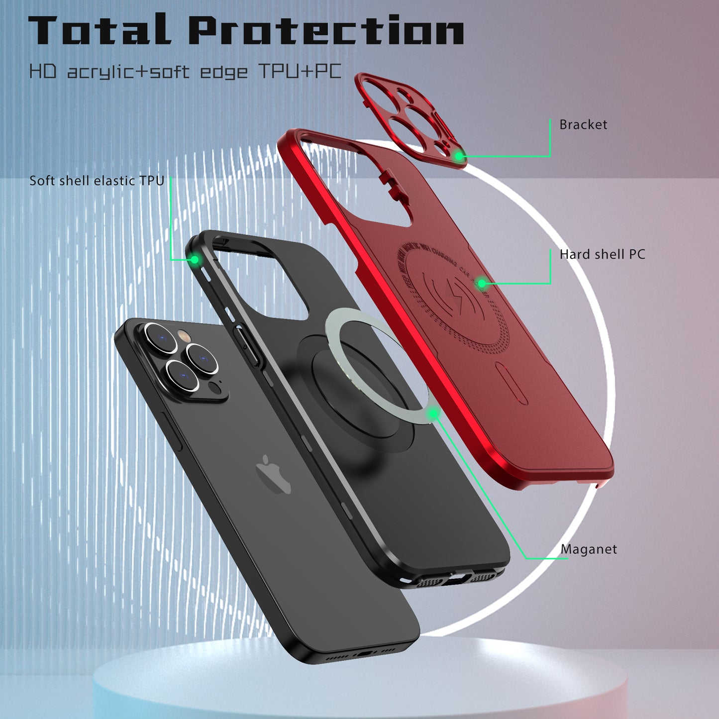 Magnetic Stand case IPhone 13 Pro max (Red)