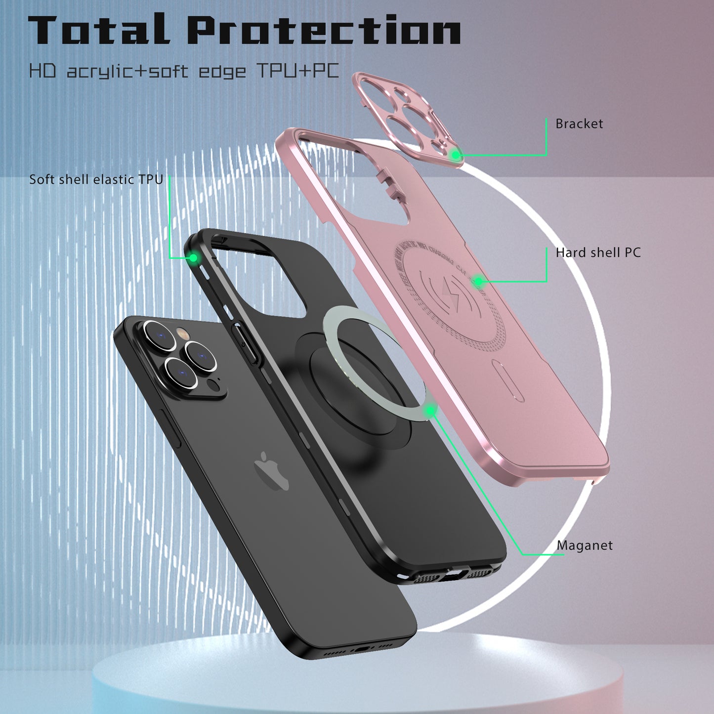 Magnetic Stand Case IPhone 15 Pro Max (Rose gold)