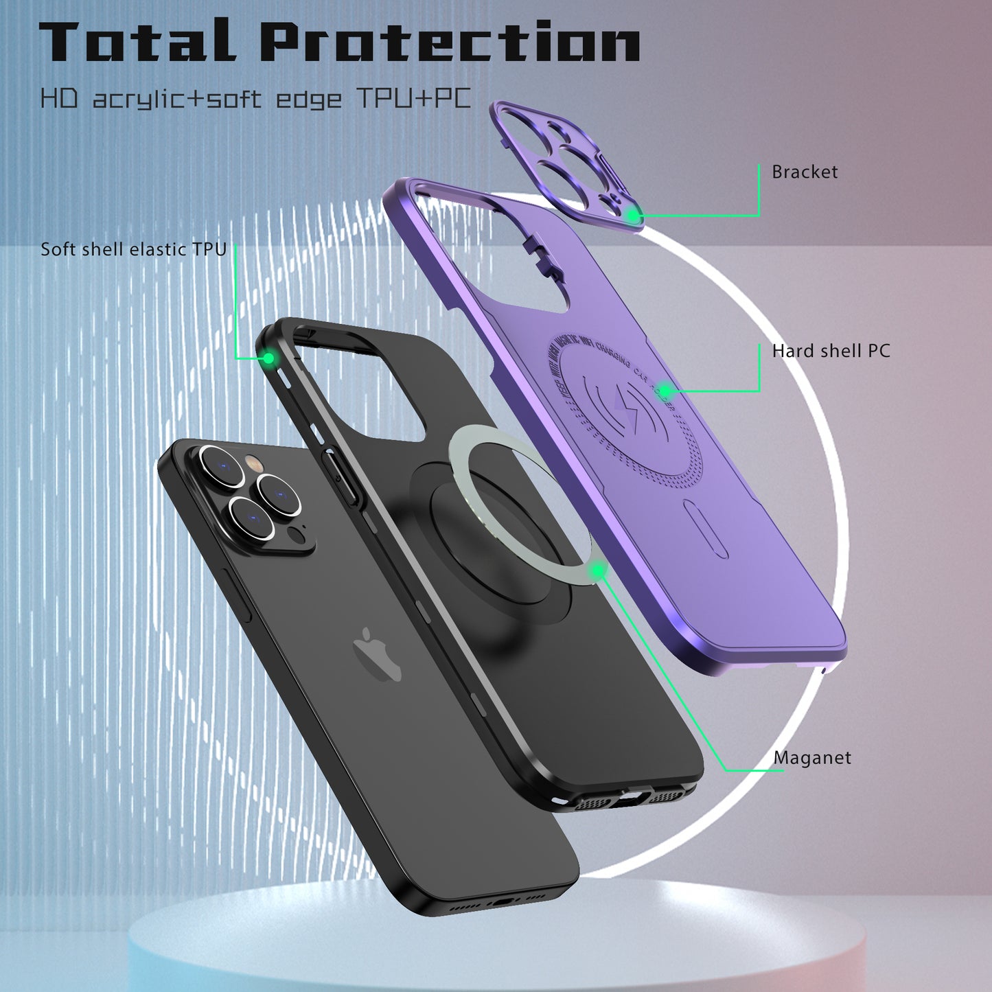 Magnetic Stand Case IPhone 14 Pro Max (Purple)