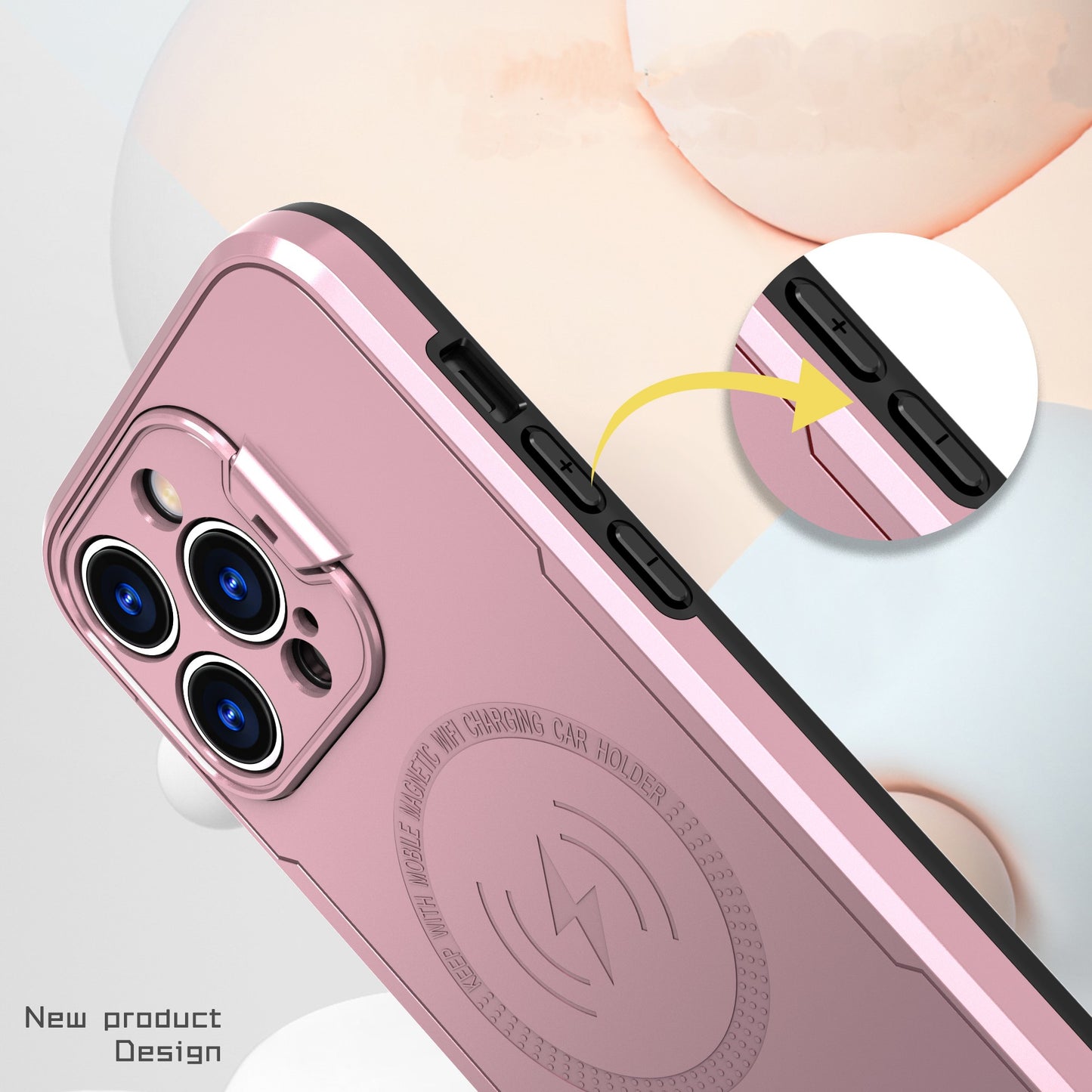 Magnetic Stand Case IPhone 13 Pro Max (Rose gold)